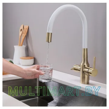 Смеситель Paulmark Salix Sa213419-BRw (белый/бронза) картинка 4